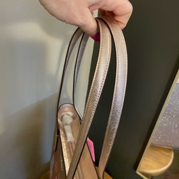 Kate Spade Nutcracker Glitter Tinsel Tote in Rose Gold +Matching Wallet Bundle! - Picture 7 of 10